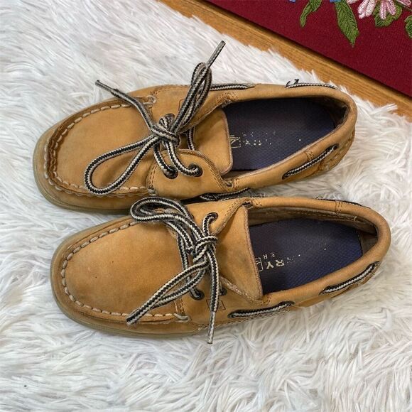 Sperry Intrepid Boys Boat Shoes Size 13.5M Brown Leather Casual - Picture 1 of 9